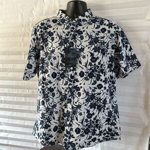 Verdo Men’s Blue Floral Short Sleeve Button Down Shirt Size XL Casual Summer Top